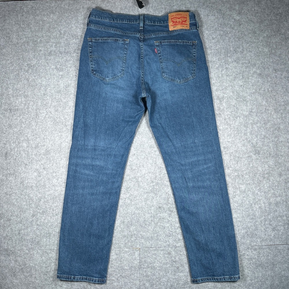 Levi's Denim Jeans Mens 34x32 Blue 514 Straight Fit Casual Workwear Classic - Picture 12 of 16